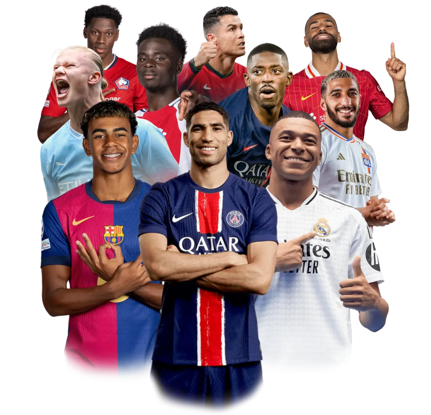 Collage of football stars whose matches stream on Guru IPTV worldwide